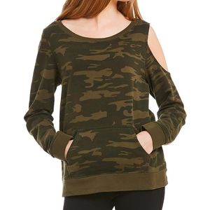Sanctuary   sweatshirt camo exposed shoulder